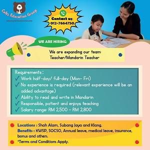 Teacher/Mandarin Teacher @ Cubs Early Years SS19, Subang Jaya