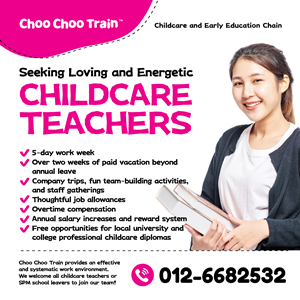 Childcare Teacher @ Choo Choo Train Baby & Child Care Centre – Plaza Arkadia, Desa Parkcity, Kepong