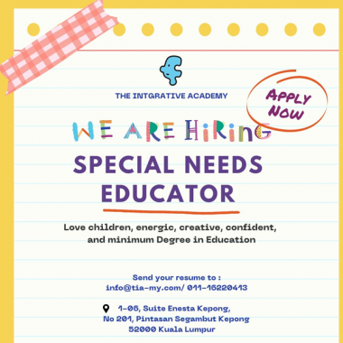 Special Needs Educator @ The Integrative Academy, Suite Enesta Kepong
