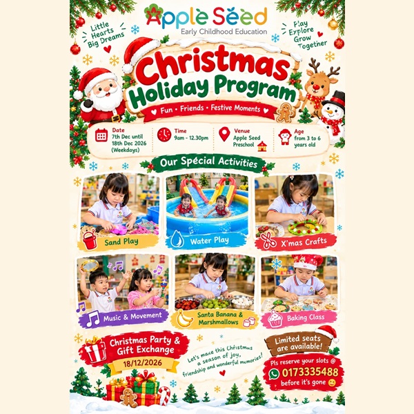 Christmas Holiday Program 2026 @ Apple Seed Preschool, Kota Kemuning